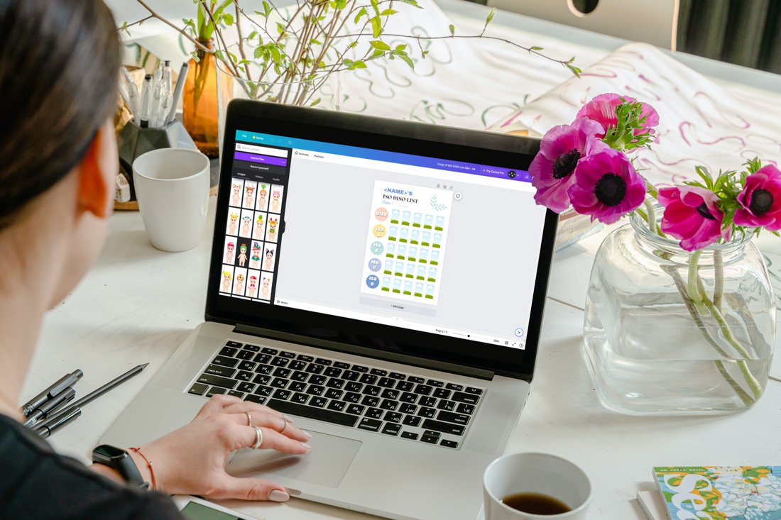 A women creating a Sonny Angels ISO list on her laptop.