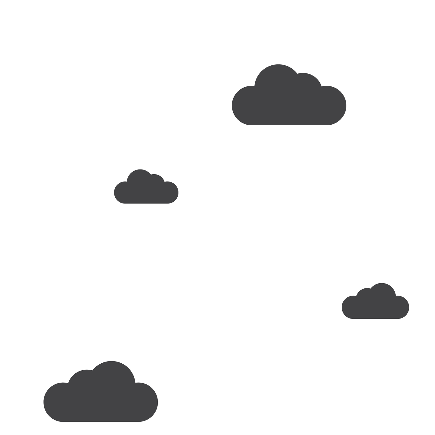 A closeup on a dollhouse wallpaper pattern of little black clouds
