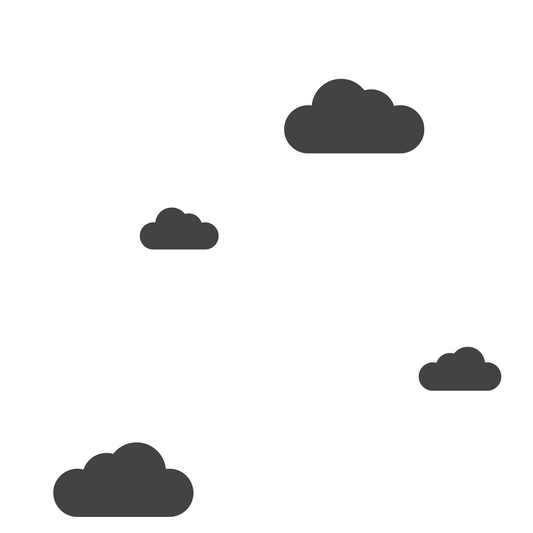 A closeup on a dollhouse wallpaper pattern of little black clouds