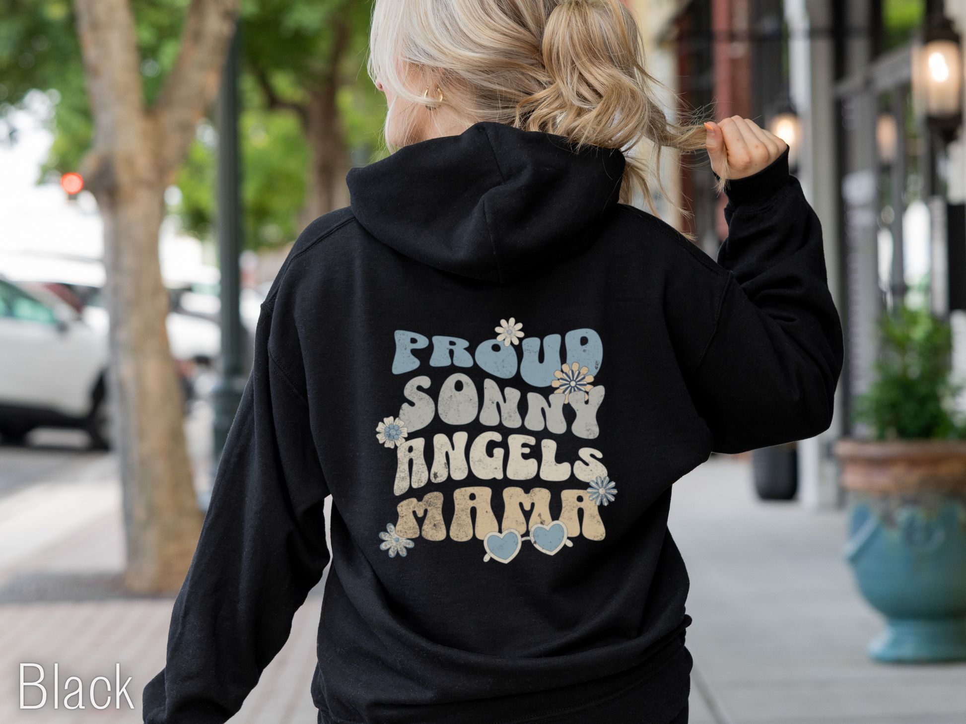 Proud Sonny Angel Mama black Hoodie - back print