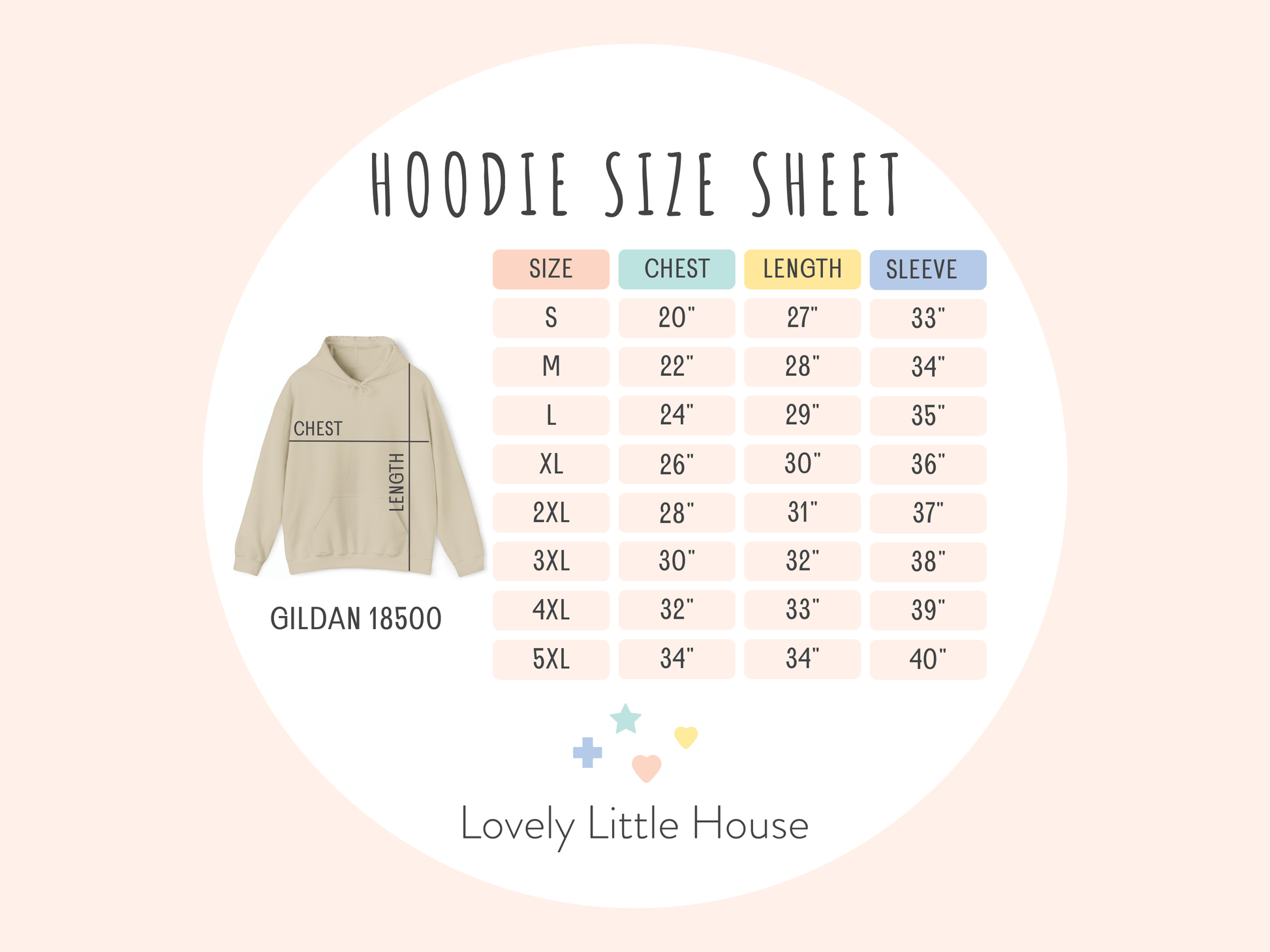 Hoodies size chart