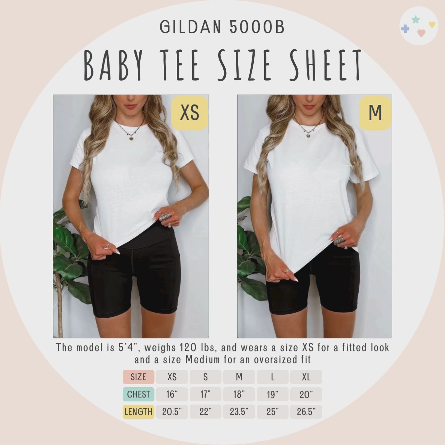 Baby tee's size sheet video.