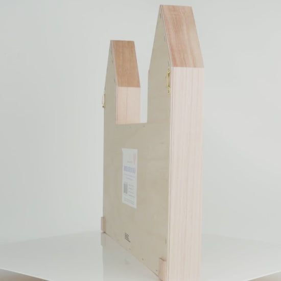 A 360 degrees display of the castle display shelf  with white background