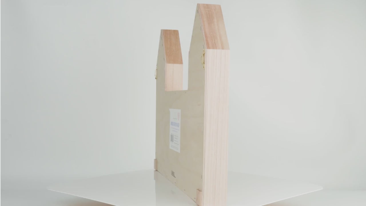 A 360 degrees display of the castle display shelf  with white background