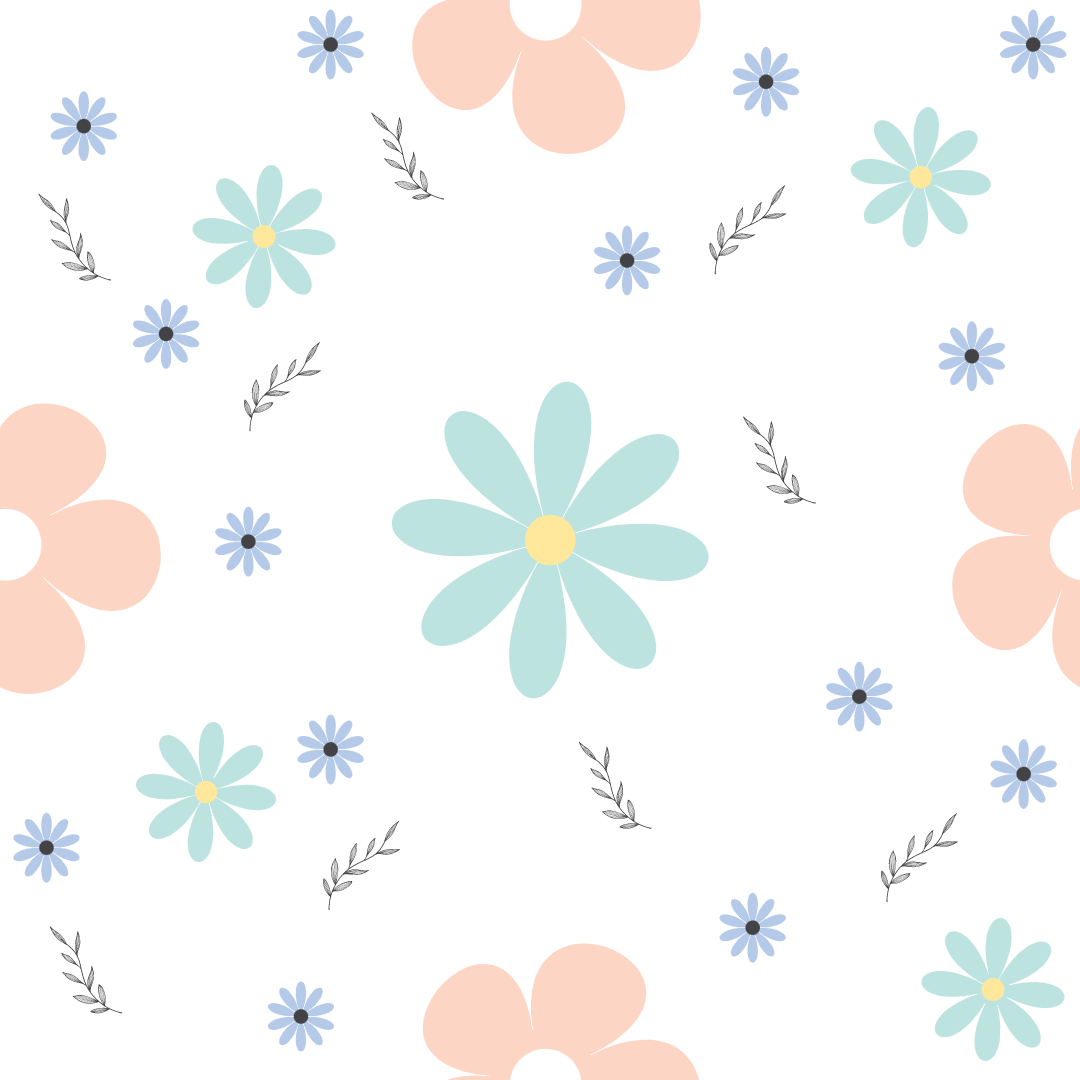 A closeup on a dollhouse wallpaper pattern of flowers in pastel colors